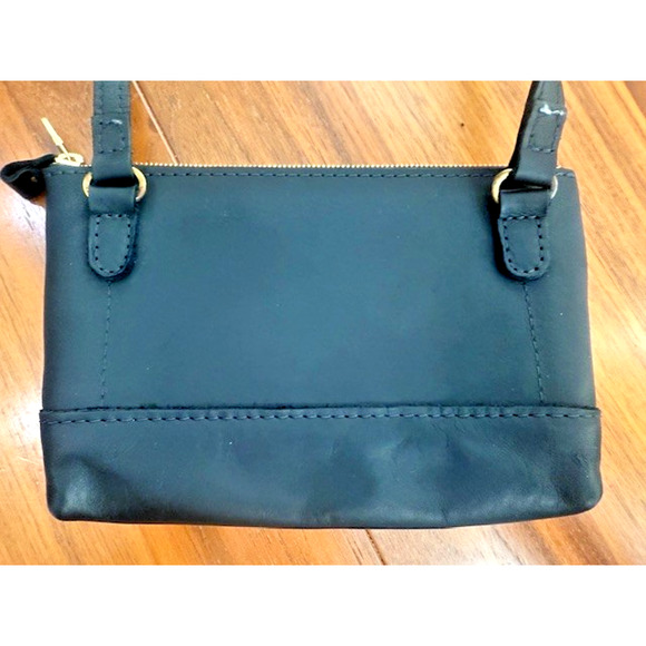 Portland Leather Goods Classic Small Zipper Adjustable Purse Black Crossbody Bag - Picture 2 of 9